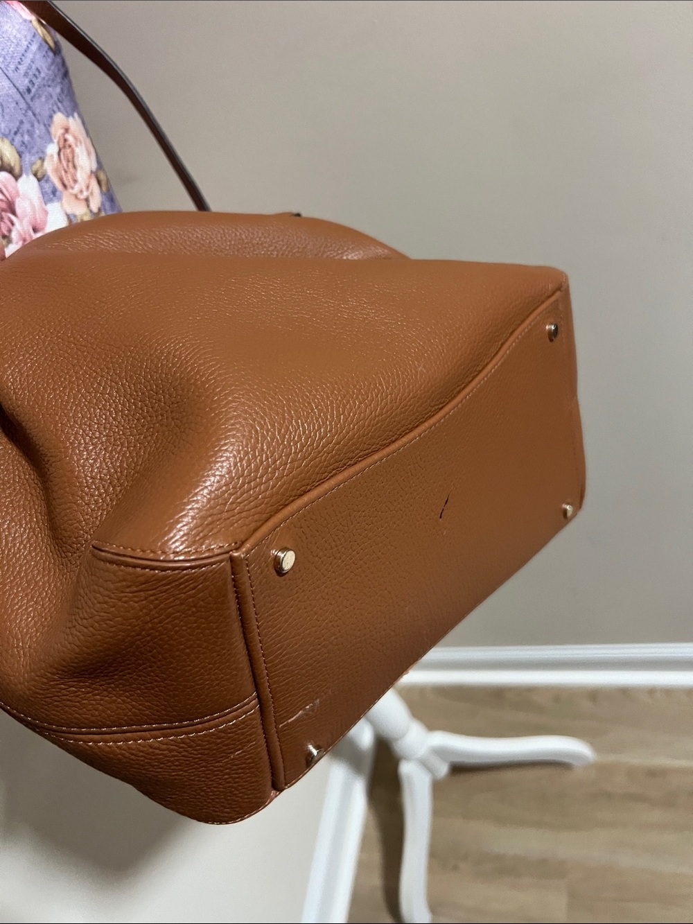 kate spade Dumpling Large Brown Pebbled Leather Satchel with Top Handles - Picture 5 of 7